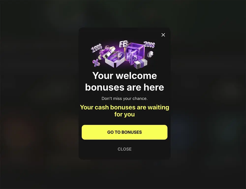 Parimatch Canada cashier showing the bonus activation screen after first deposit with CANADA code