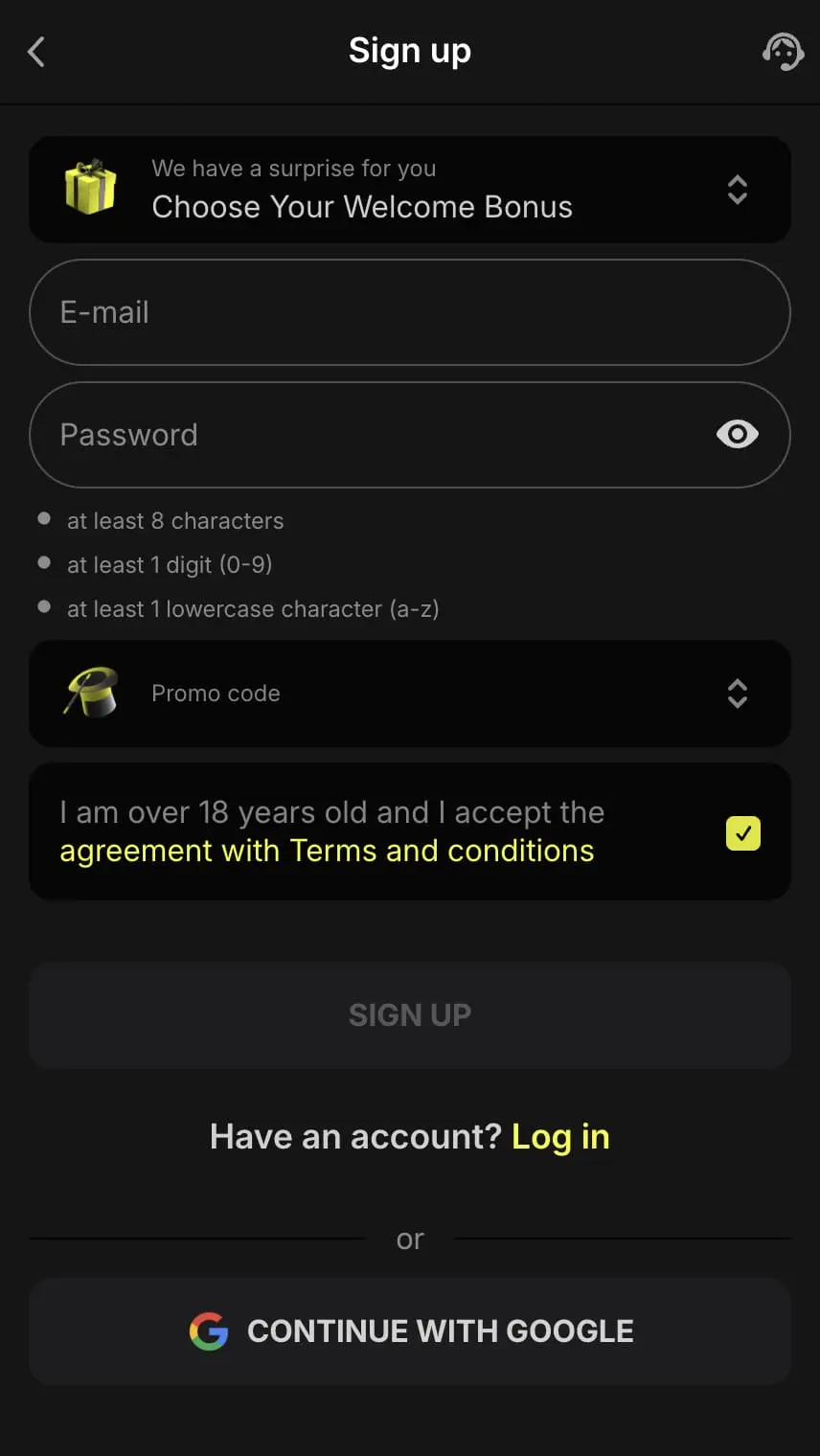 Parimatch Canada mobile website on iPhone showing registration form in Safari browser